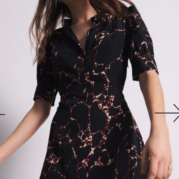 NWT ba&sh Megan Black Print Dress - Picture 3 of 8